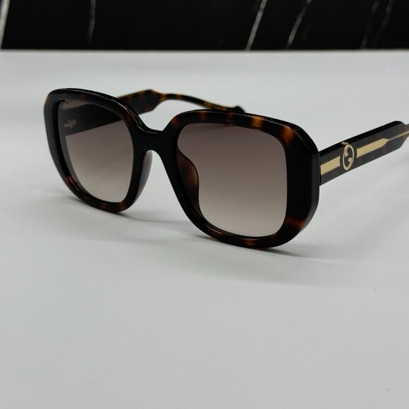 NEW GUCCI GG1557SK 002 WOMEN SUNGLASSES SQUARE GUCCI HAVANA BROWN EYEWEAR - Picture 7 of 12